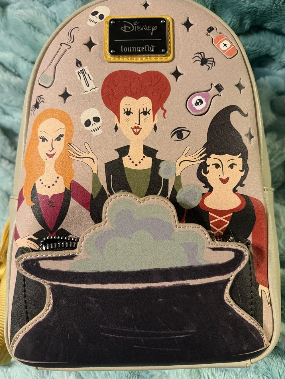 Loungefly Hocus Pocus Sanderson Sisters Mini Backpack - Beige, Black, Yellow